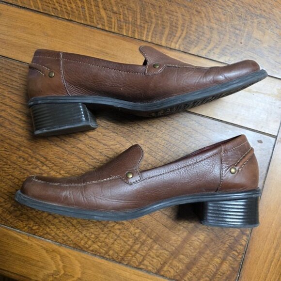 Naturalizer Women Brown Moc Split Toe Loafer Block‎ Heel Size 6.5    765N66 - Picture 4 of 8